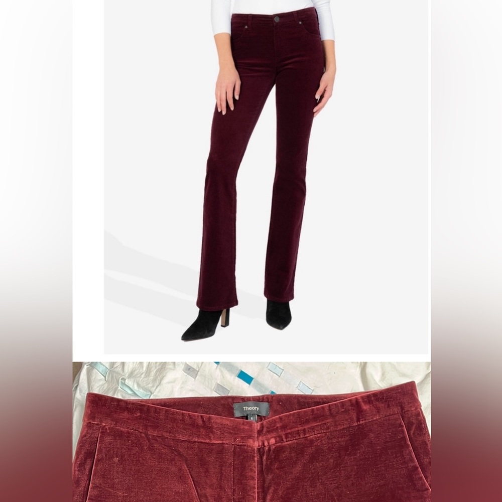 Theory burgundy velour bootcut pants 8